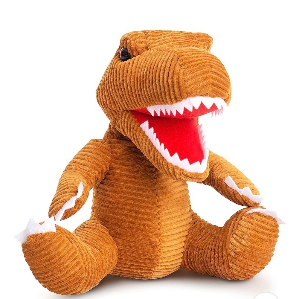 Naturally Kids Corduroy T Rex‎ Dinosaur Plush Toy Orange Stuffed Animal 8 Inch